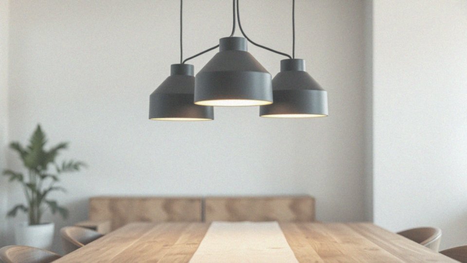 Co wyróżnia lampy potrójne nad stołem?
